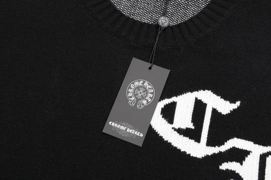 P300 Chrome Hearts Chrome Hearts Classic Horseshoe Round Neck Wool Sweater Color: Orange Black Size: S M L XL XXL
